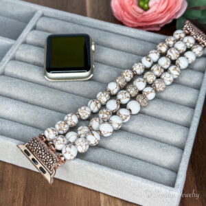 White Gold Howlite Spun Stone Apple Watch Band