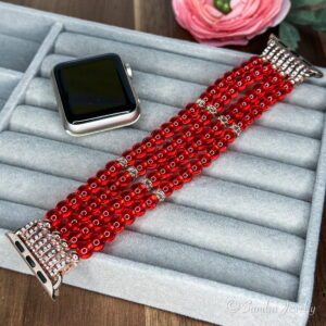 Red beaded Apple Watch Band