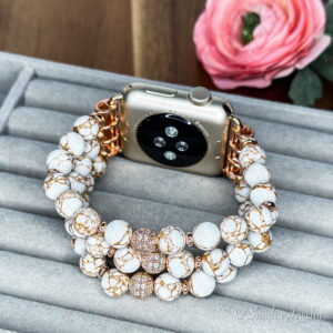 White Gold Howlite Spun Stone Apple Watch Band