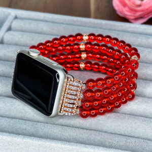 Red beaded Apple Watch Band