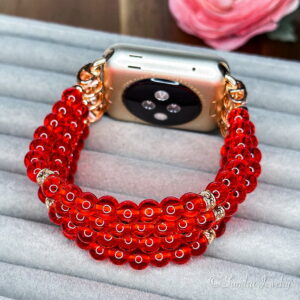 Red beaded Apple Watch Band