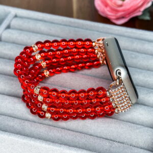 Red beaded Apple Watch Band