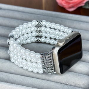 White beaded Apple Watch band