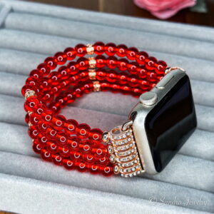 Red beaded Apple Watch Band