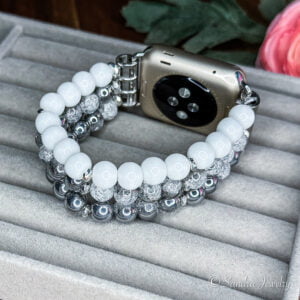 Silver Snow Cracked Crystal Glass Band for Apple Watch