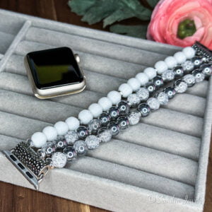 Silver Snow Cracked Crystal Glass Band for Apple Watch