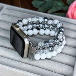 Silver Snow Cracked Crystal Glass Band for Apple Watch