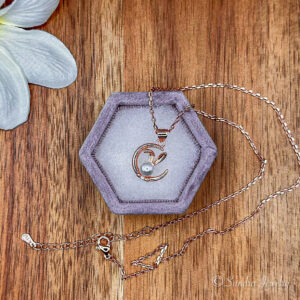 Rose Gold Cute Pearl Rabbit on the Moon Necklace