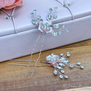 Rose Gold Flower Bridal Hair Pin - Elegant Wedding Hair Accessory