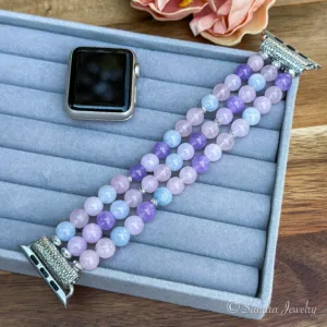 Purple and Pink Morganite Stone Beaded Band for Apple Watch