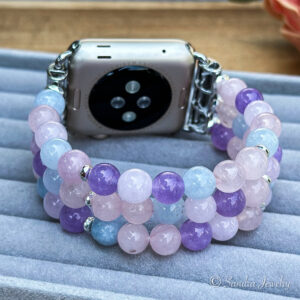 Purple and Pink Morganite Stone Beaded Band for Apple Watch