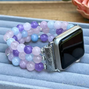 Purple and Pink Morganite Stone Beaded Band for Apple Watch