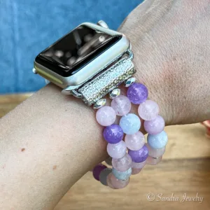 Purple and Pink Morganite Stone Beaded Band for Apple Watch