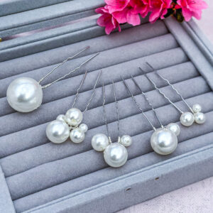 Mix-Size Pearls Hair Pins for Wedding - Set of 5 Pins