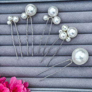 Mix-Size Pearls Hair Pins for Wedding - Set of 5 Pins