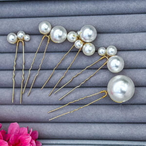 Mix-Size Pearls Hair Pins for Wedding - Set of 5 Pins