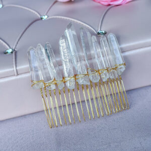 Handmade Clear Crystal Hair Comb for Bride