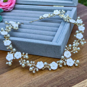 Gold Flowers Bridal Headband