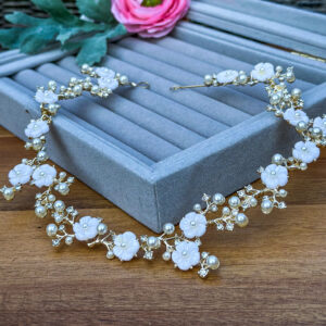 Gold Flowers Bridal Headband