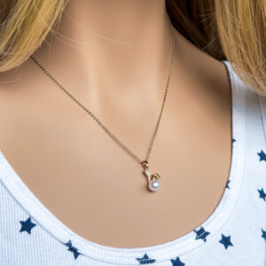 Cute Pearl and Crystal Rabbit Necklace