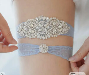 Classic Style Lace Garter Set with Crystals and Pearls