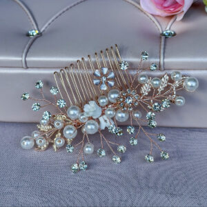 Rose Gold Flower Bridal Hair Comb