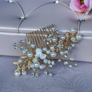 Gold Flower Bridal Hair Comb