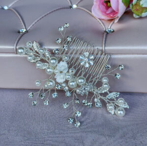 Silver Flower Bridal Hair Comb