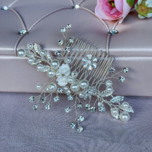 Silver Flower Bridal Hair Comb