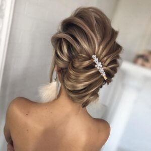 Floral Pearl Hair Clip for Bride