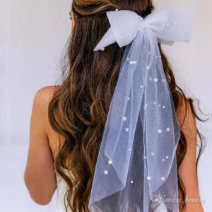 Bridal Pearl Bow Veil