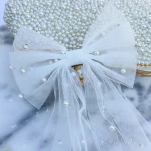 Bridal Pearl Bow Veil