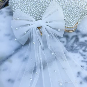 Bridal Pearl Bow Veil