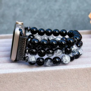 Black Snow Cracked Crystal Glass Bracelet for Apple Watch