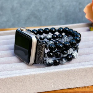 Black Snow Cracked Crystal Glass Bracelet for Apple Watch