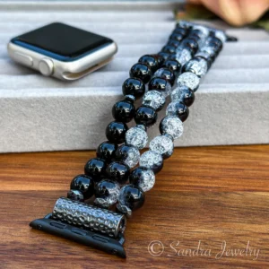 Black Snow Cracked Crystal Glass Bracelet for Apple Watch