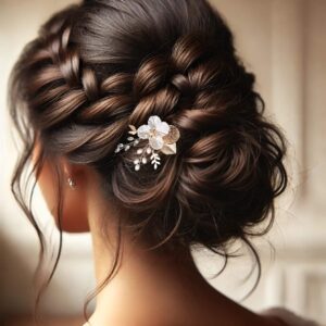 Flower Bridal Hair Comb featuring delicate flowers, pearls, and crystals. Perfect for weddings, proms, and special occasions.